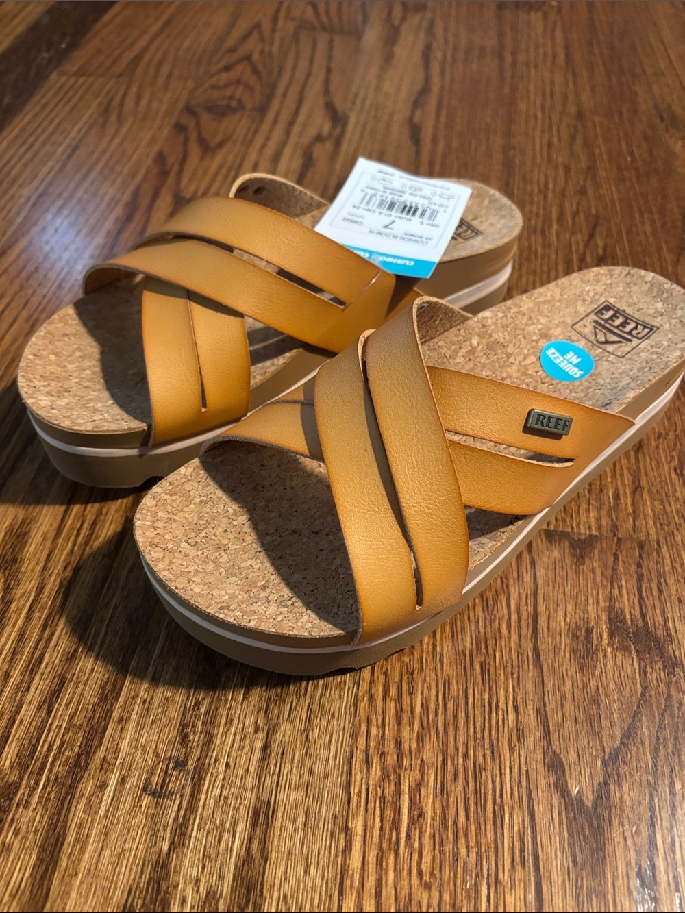 NEW reefs size 7 platform sandals tan bloom hi style